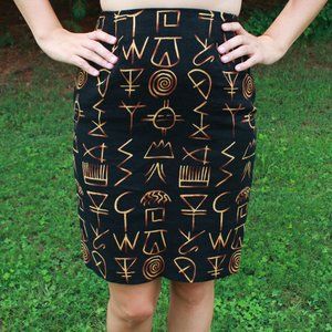 Black Ellen Tracy Hieroglyphics Skirt